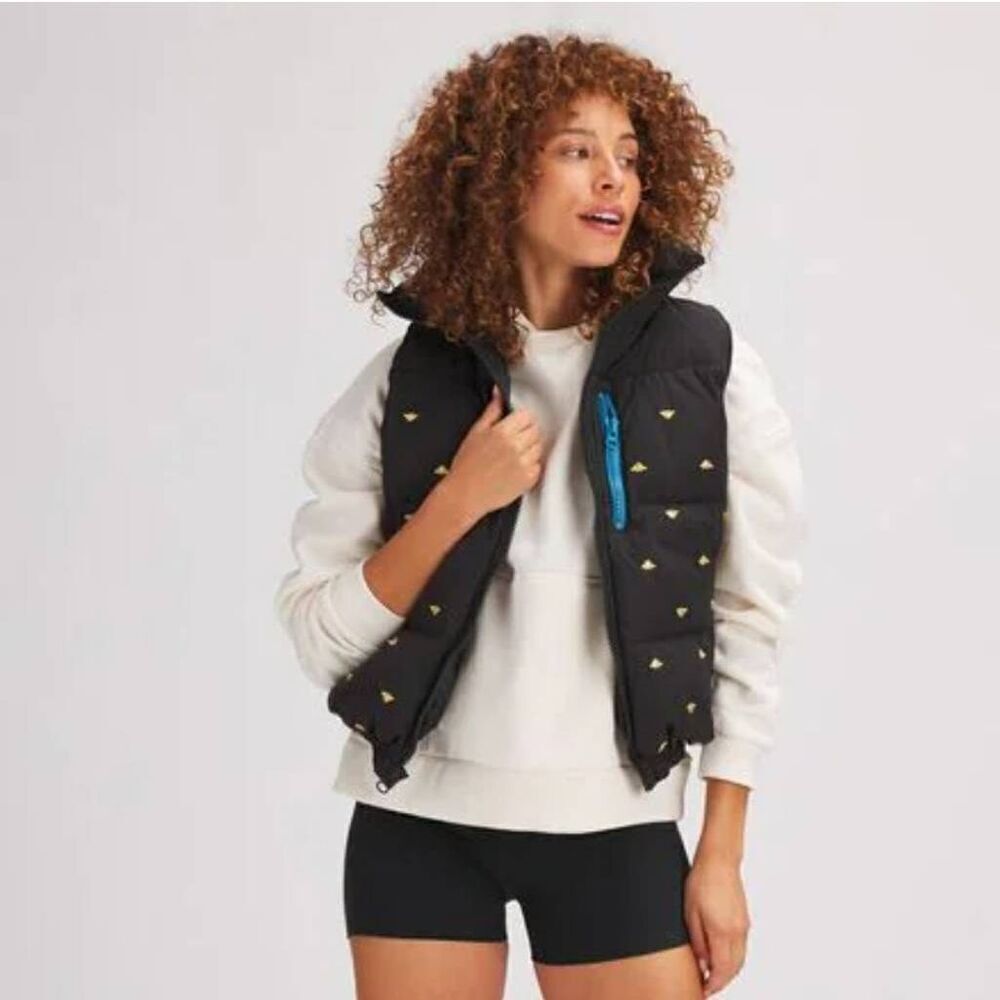 Basin & Range puffer cropped down vest embroidered bees size xs
